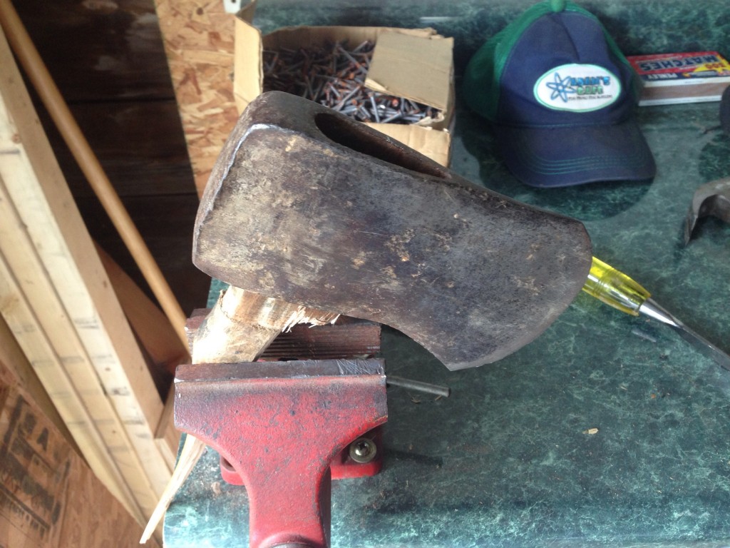 Removing and axe head from a broken handle