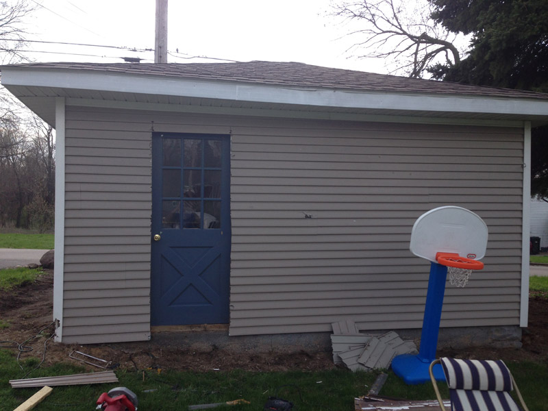 DIY framing garage side door during side view