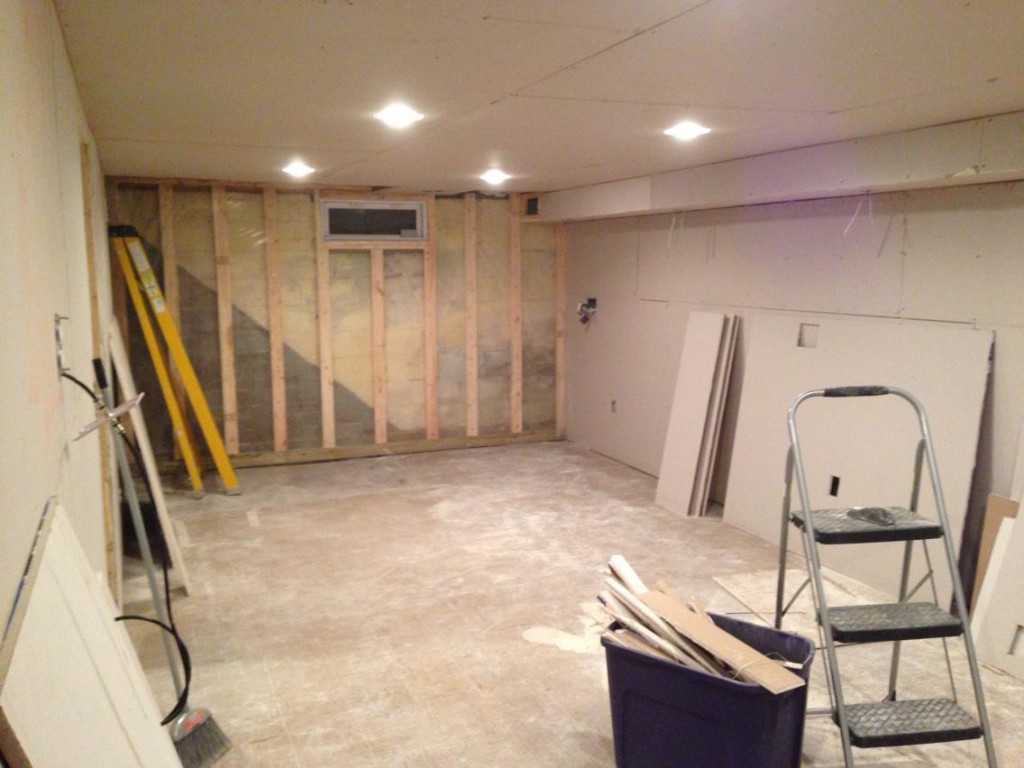 Getting the drywall installed in the basement.