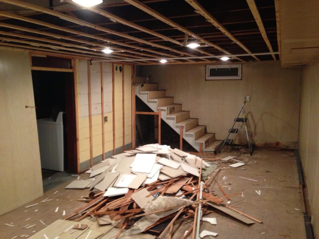 Gut the entire basement for a clean slate to work from