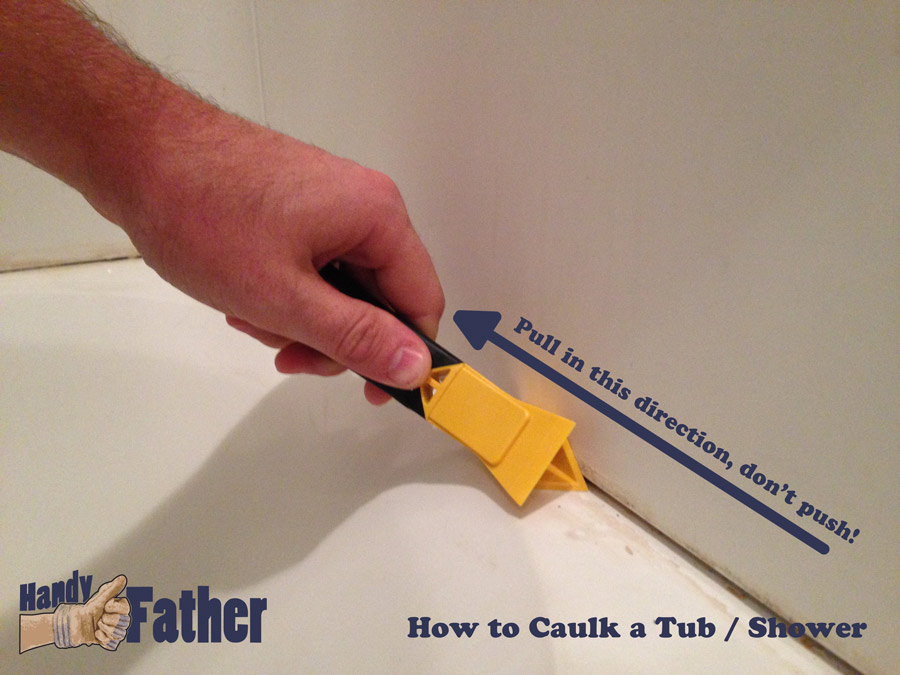 How-to caulk your bathtub - A caulk removing tool used to remove old caulk.